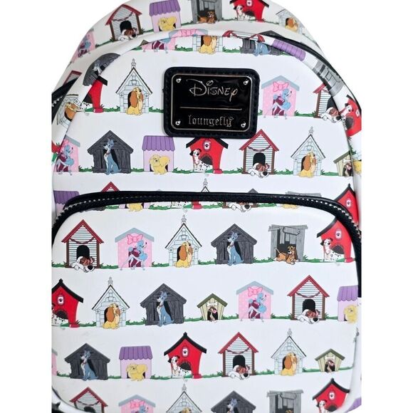 Loungefly Disney Dogs Doghouse Allover Print Mini Backpack Dodger Lady Tramp EUC - Picture 2 of 16